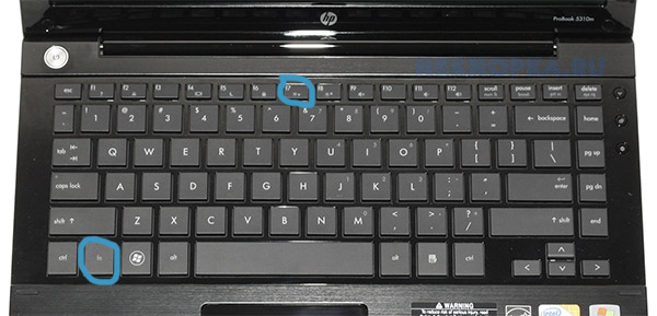 Кнопка сна на ноутбуке HP